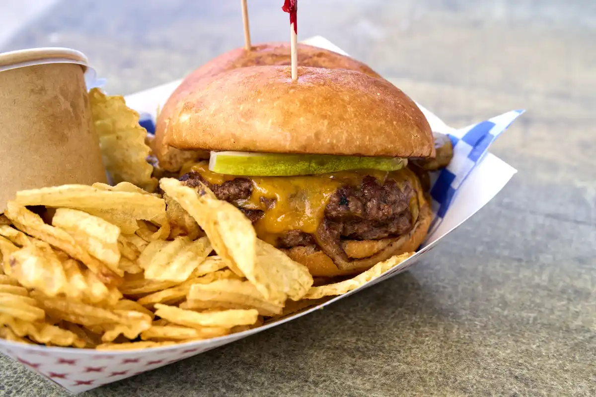 Smash Burger and Chips at Westboro Beach Club